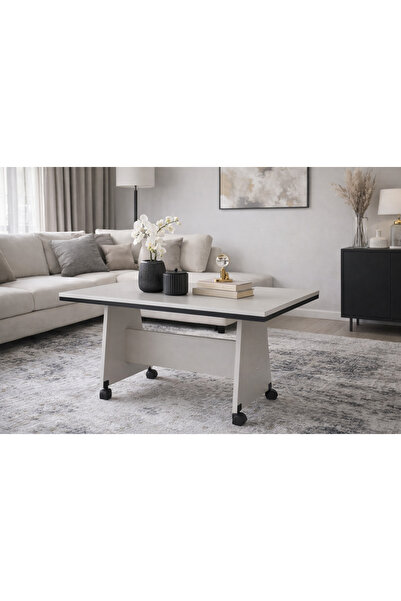 mobest izmir Tekerlekli Masa . Tekerlekli Orta Sehpa Kum Beji 1. Sınıf Mdf Lam