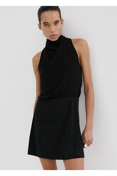 MANGO Woman Kurdeleli halter yakalı elbise
