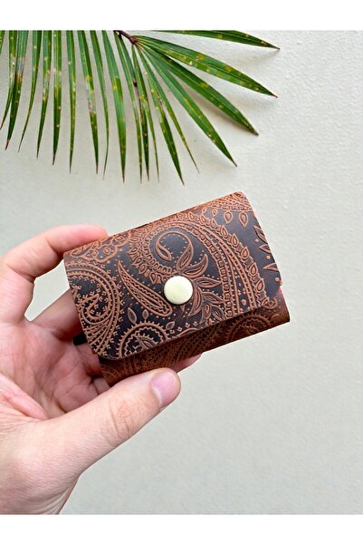 Mess collection El Yapımı Hakiki & Gerçek Deri Tek Çıtçıtlı Yatay Kartlık/kiş...