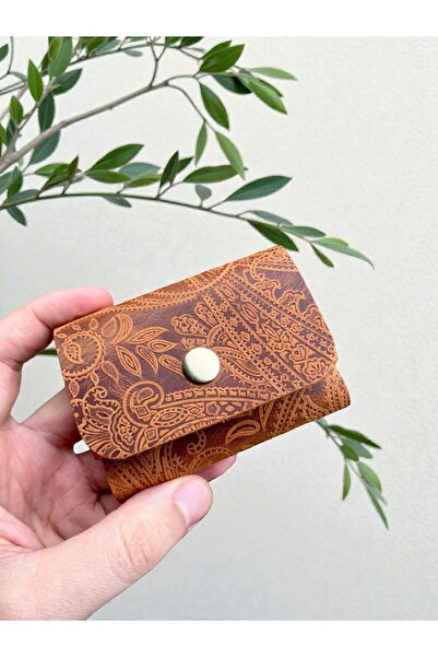 Mess collection El Yapımı Hakiki & Gerçek Deri Tek Çıtçıtlı Yatay Kartlık/kiş...