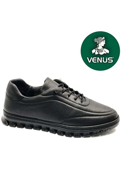 Venüs Ruff Genuine Leather Orthopedic Women's Casual Shoes Black