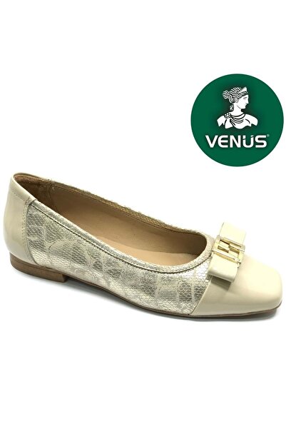 Venüs Albatros Genuine Leather Orthopedic Women's Casual Ballerina Shoes Beige