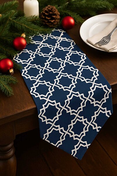 YSHOME **navy blue Classic Patterned Runner**