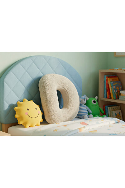 pufftable وسادة قطيفة على شكل حرف D، وسادة زخرفية، قماش تيدي كريمي، مقاس كبير...