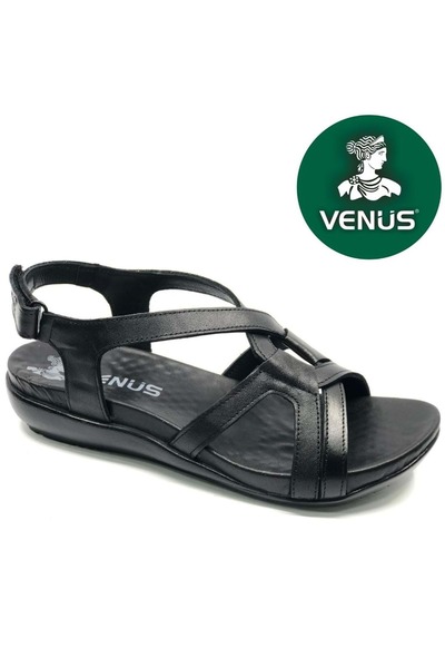 Venüs Viscosa Genuine Leather Comfort Orthopedic Women's Sandals Black