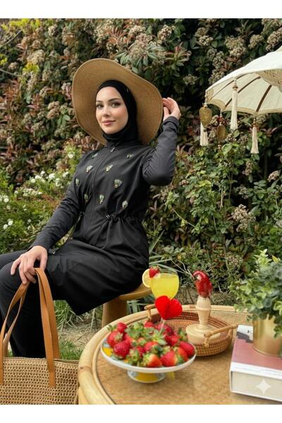 Moodbasic PALMİYE İŞLEMELİ TESETTÜR MAYO