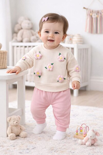 yukobaby bebeğiniz için en doğalı Kız Bebek Kabartma Çiçekli Pembe Alt-üst Gü...