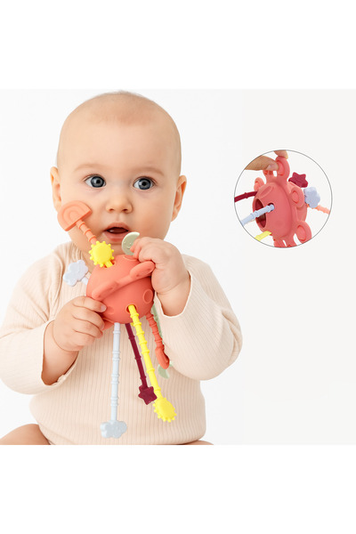 AdriMar Интерактивна играчка за никнене на зъби, изработена от силикон за хра...