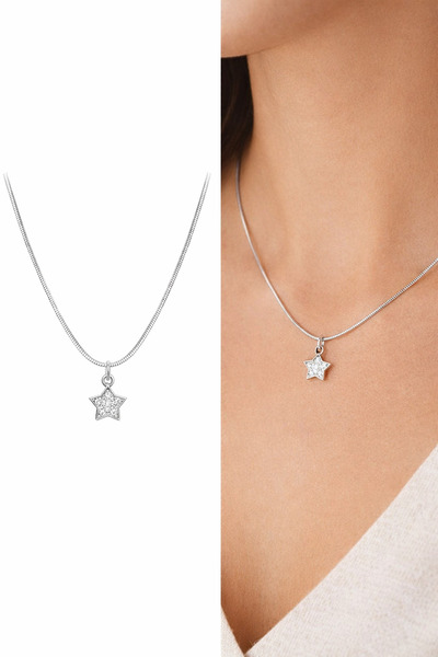 Arsaley Collection Taşlı Yıldız Gümüş Çelik Kolye – Sevgililer Günü Özel