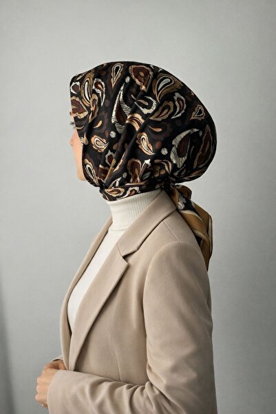 ESSLERA وشاح ناعم بني منقوش بتصميم ريترو - لا ينزلق