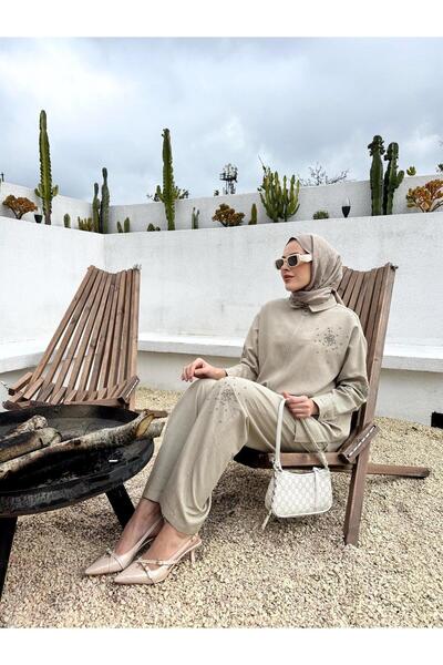 Moodbasic TAŞLI FERMUARLI KETEN TAKIM