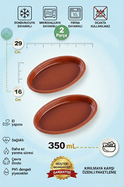 HerşeyTopraktan Büyük Toprak Balık Güveç Tava Kremit - Içi Doğal Sırlı (29x16...