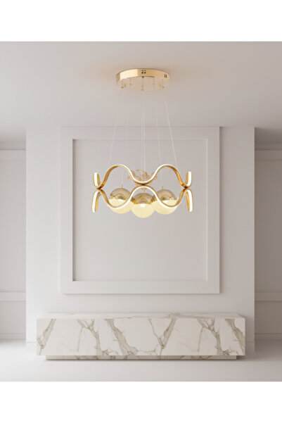 lüx aydınlatma Simge Gold Renkli Ledli Avize