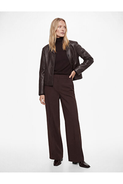 Koton talie înaltă Pantaloni din țesătură amestecată de viscoză cu picioare l...