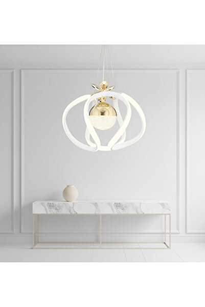 lüx aydınlatma DEFNE MODERN GOLD BEYAZ LEDLİ AVİZE YATAK ODASI - HOL - SALON