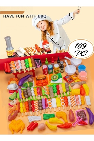 Generic 109Pcs Pretend Play Food Set, Children Simulation Barbecue Toy Set Ki...