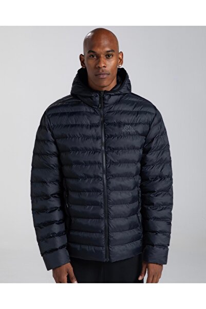 Kappa Logo Rina Puffer Ανδρικό Μαύρο Κανονικό Παλτό Puffer