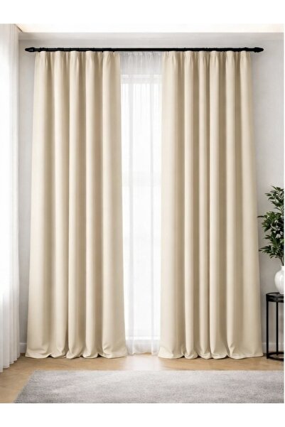 ömer ilhan blackaout perde bej karartma pede ışık geçirmez blakaout perde