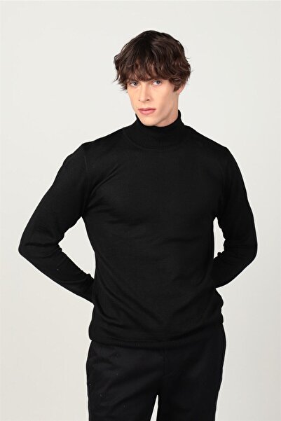 Tudors Men's Slim Fit Narrow Cut Full Turtle Collar Plain Wool Sweater