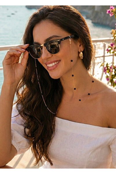 Duke Nickle Black Beaded Glasses Chain