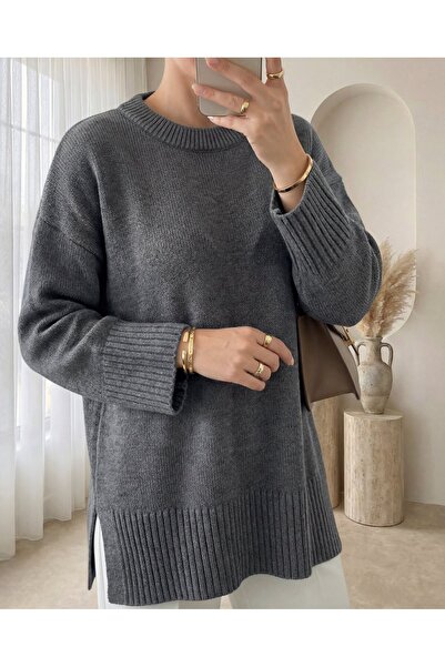 Modamorfo Tunica din tricot cu tivul fustei și manșete cu nervuri, cu decolte...