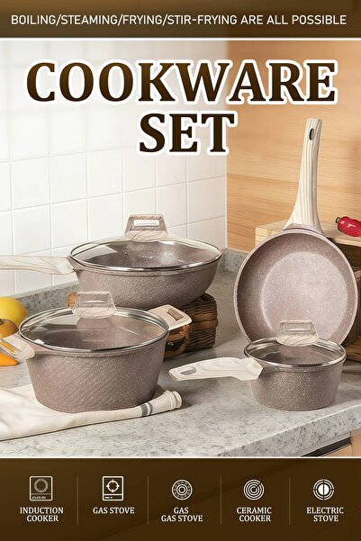 Vitakit طقم أواني طهي من الجرانيت غير لاصق مكون من 4 قطع | مناسب لمواقد الحث ...