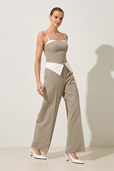 Setre Olive Belden Detaylı Arkası Lastikli Rahat Kesim Pantolon