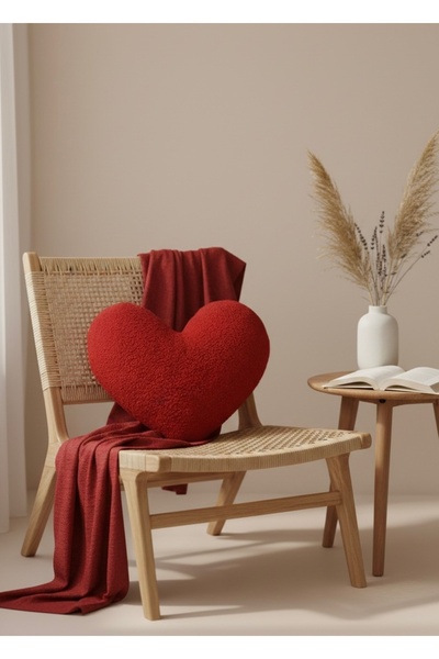 HSCO Sevgililer Günü Kırmızı Kalp Aşk Yastık - Yumuşak Teddy Kuzu Kumaş Doğum...