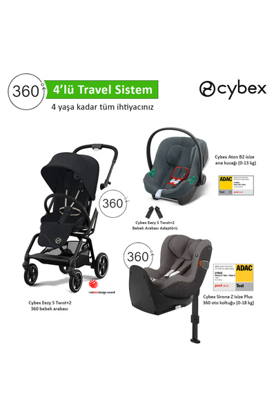 Cybex 4 lü travel sistem Eezy S 360 Twist+2 + Aton B2 isize + Sirona Zi 360 i...