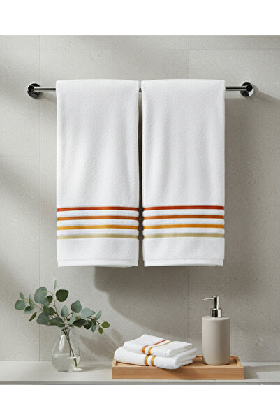 Coton Delux bumbac 100% Set de cu dungi prosoape de mână/cap 50x90 cm – 2 mod...