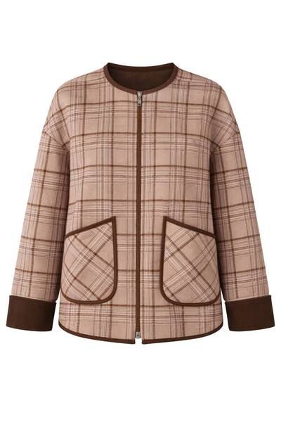 Retrobird Tasarım Mevsimlik İnce Ceket Kadın Kızıl Kahve