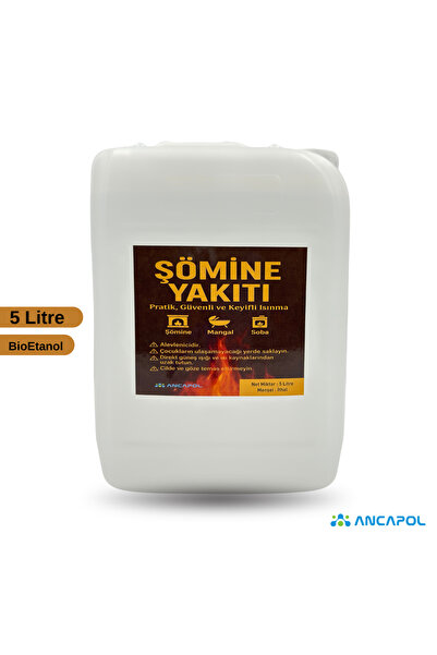 Ancapol 5 Litre Bioethanol Şömine Yakıtı Kokusuz Dumansız (Mangal ve Sobada K...