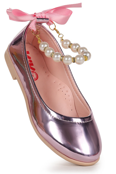 Kiko Kids Pantofi de balerina pentru fete cu elastic Blanch Mirror Pearl