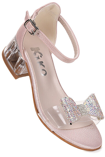 Kiko Kids صندل بكعب شفاف 4 سم من تاير فاكو للأطفال البنات، حذاء للسهرات