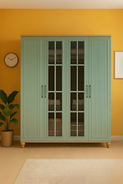 arionkids Gülsün Dolap 4 Kapaklı Çekmeceli MDF Dolap | %100 MDF | REHAU Kapak...