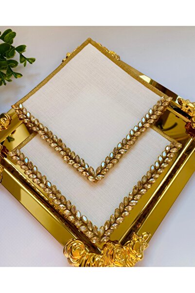 ELÇİÇEK HOME منديل تقديم، منديل كوكتيل، منديل تقديم جانب القهوة 2 قطعة