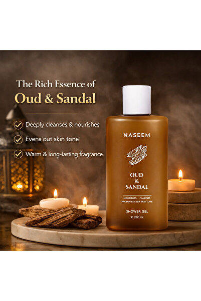 Naseem جل استحمام برائحة العود والصندل للرجال والنساء - 280 مل
