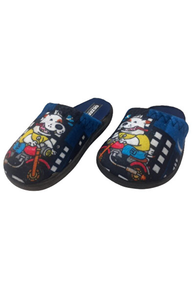 GEZER Детски стайни чехли с фигурка на куче в черно-тъмносини цветове за момче