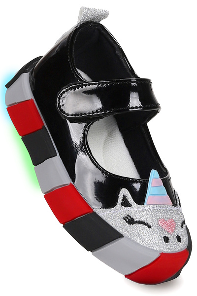 Kiko Kids Gilan Cırtlı Işıklı Kız Çocuk Babet Ayakkabı