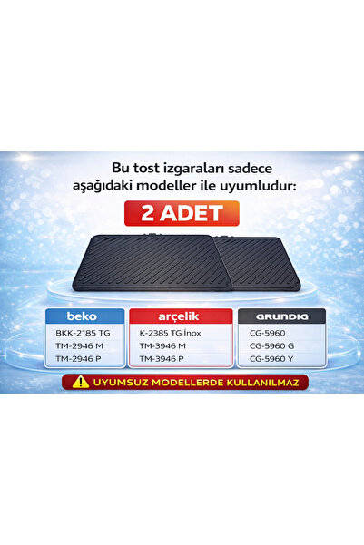 Arçelik 2385 Tg - 3946 Beko 2946 Tost Makinesi Yedek Plaka 2 Adet Satışıdır