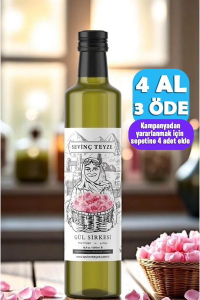 Organik Teyze Sevinç Teyze Doğal Fermantasyon Gül Sirkesi, Rose Vinegar 500ml