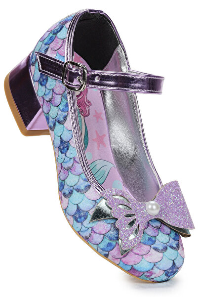 Kiko Kids Mermaid Pearl Bow Glitter Pantofi de seară cu toc pentru fete