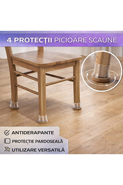 SMARTECH Set 4 protecții pentru picioare de mobilă, antiderapante, silicon, t...