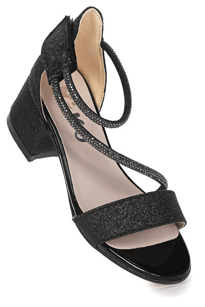 Kiko Kids Pisar Kum Simli Günlük Kız Çocuk 4 Cm Topuklu Sandalet Abiye Ayakkabı