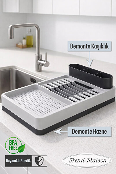 Trend Maison Çok Amaçlı Tezgah Üstü Bölmeli Tabaklık Bulaşıklık Mutfak Düzenl...
