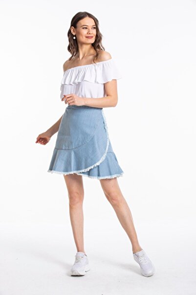 Pitti Kadın Buz Mavisi Etek 20958A