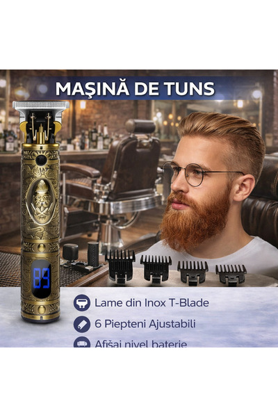 SMARTECH Aparat de tuns pentru barbă și contur 4 în 1, afișaj electronic, înc...