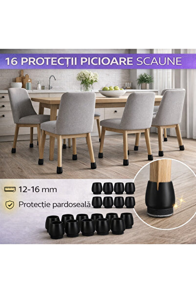 SMARTECH Set de protecție pentru picioare de scaun, Smartech, 16 piese, negru...