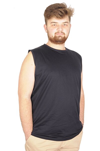 ModeXL Modna XL velika muška majica bez rukava, jednobojna 20003 tamnoplava