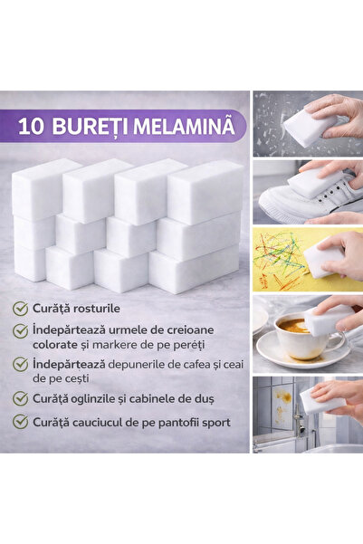 SMARTECH Melamine Magic Sponges - Set of 10, 2x6x10 cm, White